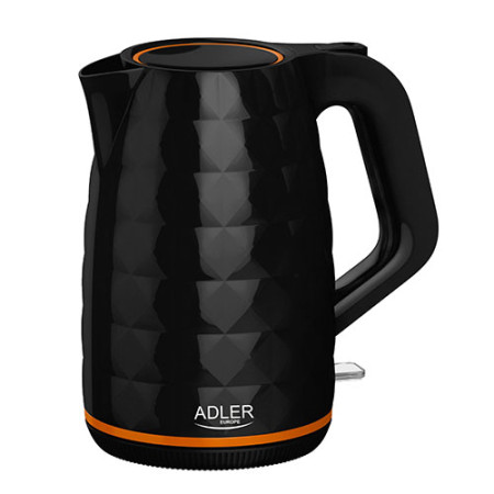 Adler Kettle AD 1277 Standard, Plastic, Black, 2200 W, 360 rotational base, 1.7 L