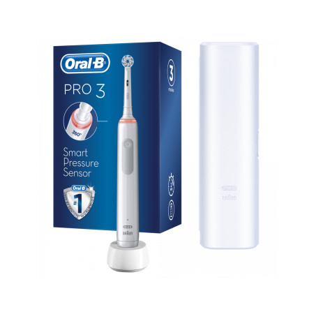 Oral-B Electric Toothbrush Pro3 3500 Sensitive Clean Rechargeable, For adults, Number of brush heads included 1, White, Number o