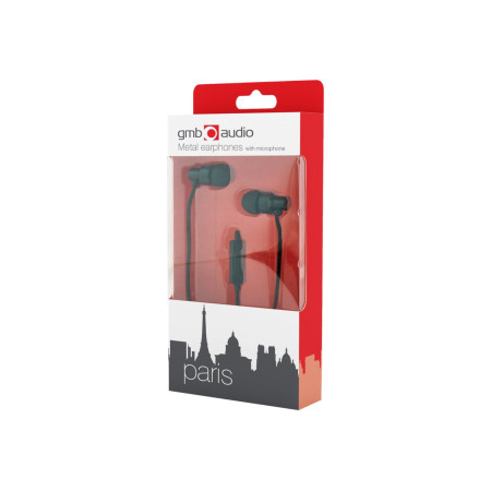 Gembird Metal earphones with microphone "Paris" 3.5 mm, Black, Built-in microphone