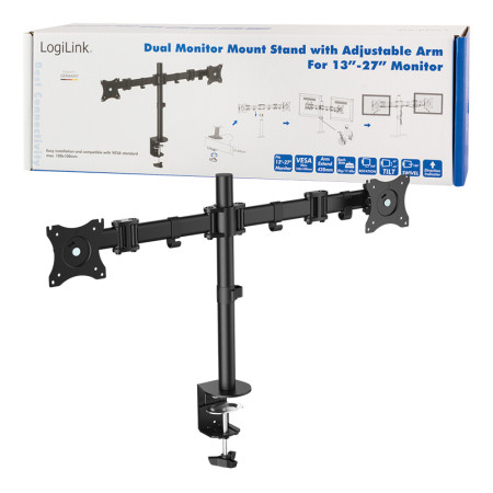 Logilink BP0022 Dual Monitor Desk mount, 13"-27", arm 428mm Logilink