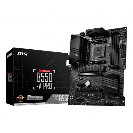 MSI B550-A PRO Processor family AMD Processor socket AM4 DDR4 DIMM Memory slots 4 Supported hard disk drive interfaces SATA, M.2