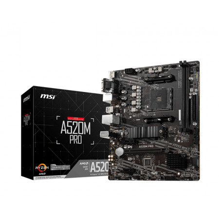 MSI A520M PRO Processor family AMD Processor socket AM4 DDR4 Memory slots 2 Chipset AMD A Micro ATX