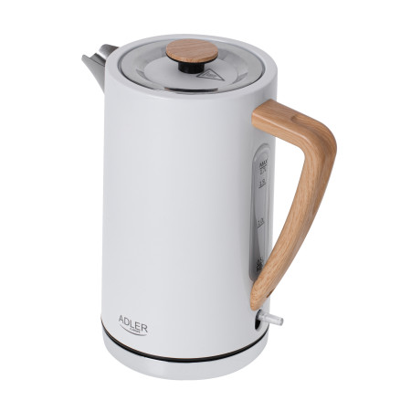 Adler Kettle AD 1347w Electric 2200 W 1.5 L Stainless steel 360 rotational base White