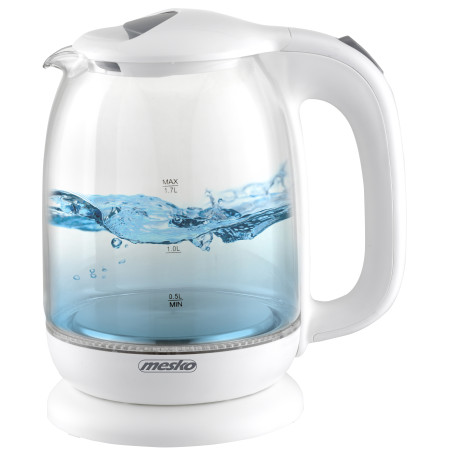 Mesko Kettle MS 1302w Electric 2200 W 1.7 L Glass 360 rotational base White