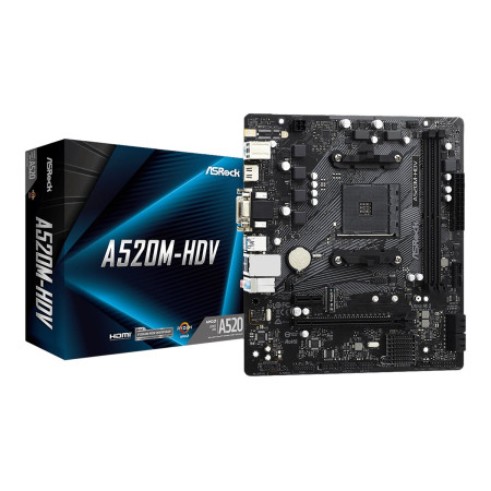 ASRock A520M-HDV Processor family AMD Processor socket AM4 DDR4 DIMM Memory slots 2 Supported hard disk drive interfaces SATA, M