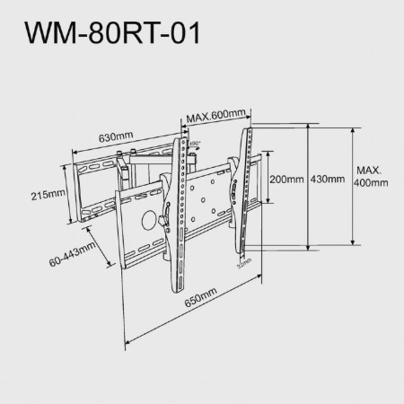 Gembird Wall mount 37-80 " Fixed Maximum weight (capacity) 60 kg Black