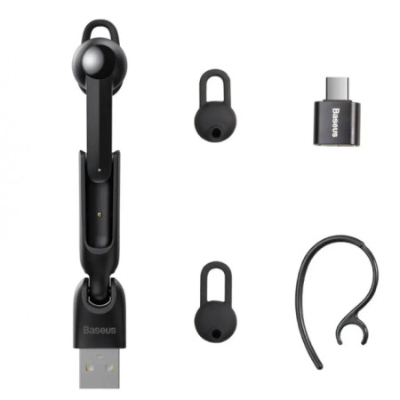 Baseus A05 Bluetooth 5.0 wireless mini headset + USB docking station Black (Black)