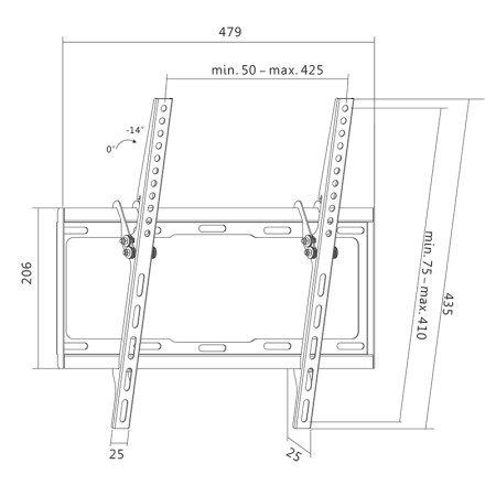 Logilink BP0012 TV Wall mount, 32 55", tilt -14 , 25 mm Logilink