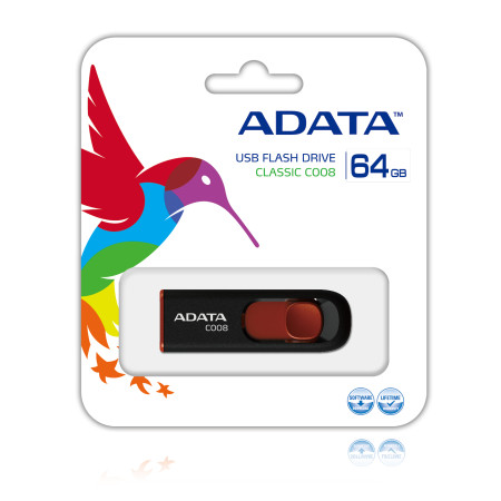 ADATA C008 64 GB USB 2.0 Black/Red