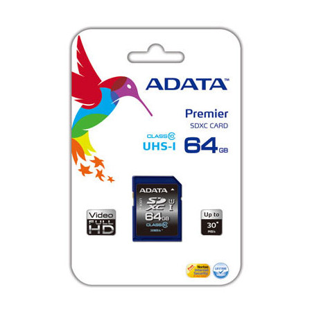 ADATA Premier 64 GB SDHC Flash memory class 10 No