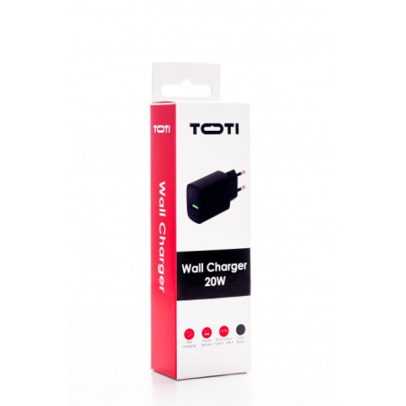 SEEK TOTI 20W Type-C + USB A Wall Fast Charger, Black (Black)