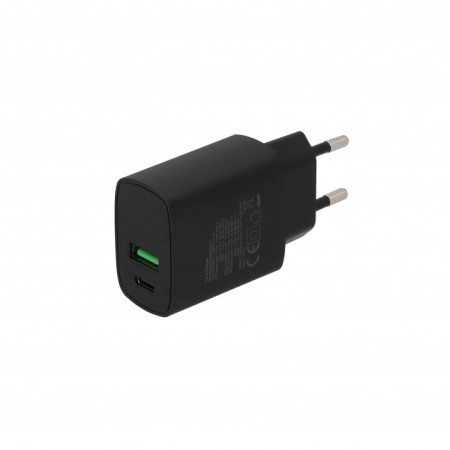 SEEK TOTI 20W Type-C + USB A Wall Fast Charger, Black (Black)