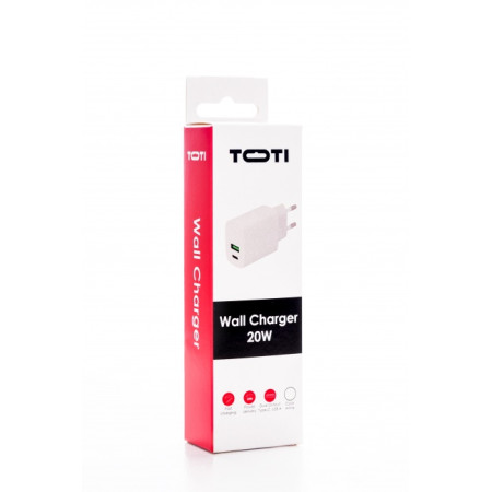 SEEK TOTI 20W Type-C + USB A Wall Fast Charger, White (White)