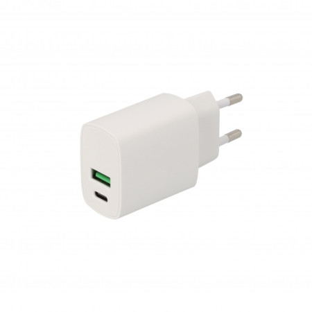 SEEK TOTI 20W Type-C + USB A Wall Fast Charger, White (White)