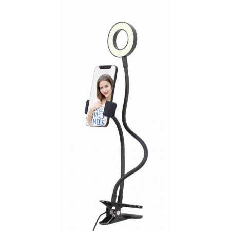 Gembird Selfie ring light with phone holder Gembird | Selfie ring light with phone holder | LED-RING4-PH-01 | ABS + metal | Blac