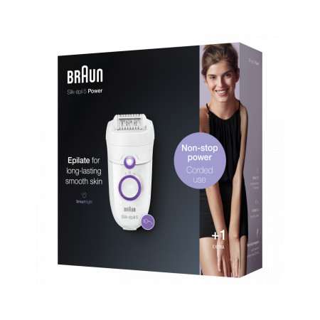 Braun | SE5505P Silk-epil | Epilator | Operating time (max) min | Bulb lifetime (flashes) | Number of power levels | White