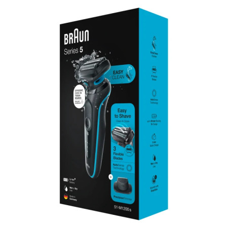 Braun | Shaver | 51-M1200s | Operating time (max) 50 min | Wet & Dry | Black/Mint