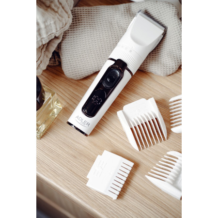 Adler | Hair Clipper with LCD Display | AD 2839 | Cordless | Number of length steps 6 | White/Black