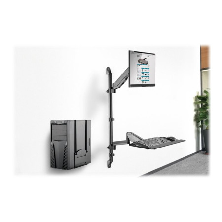 Digitus Sit-Stand Workstation Wall Single Mount, Max load 1-8 kg, max Screen Size: 17"-32", Black | Digitus