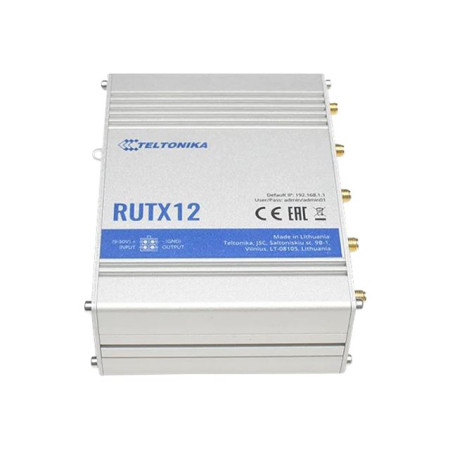 Dual LTE Cat 6 Router | RUTX12 | 802.11ac | 867 Mbit/s | 10/100/1000 Mbit/s | Ethernet LAN (RJ-45) ports 4 | Mesh Support No | M