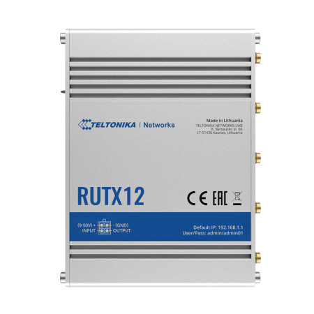 Dual LTE Cat 6 Router | RUTX12 | 802.11ac | 867 Mbit/s | 10/100/1000 Mbit/s | Ethernet LAN (RJ-45) ports 4 | Mesh Support No | M