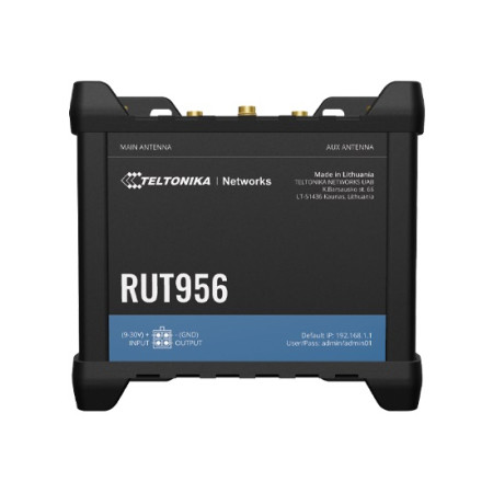 Industrial Router | RUT956 | 802.11n | Mbit/s | 10/100 Mbit/s | Ethernet LAN (RJ-45) ports 4 | Mesh Support No | MU-MiMO No | 2G