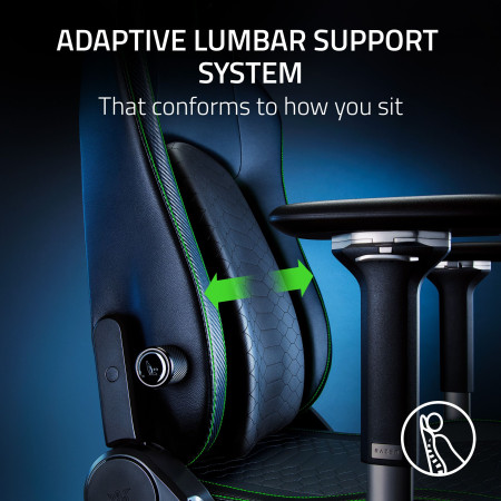 Razer Gaming Chair with Lumbar Support Iskur V2 EPU Leather, Aluminium | Black