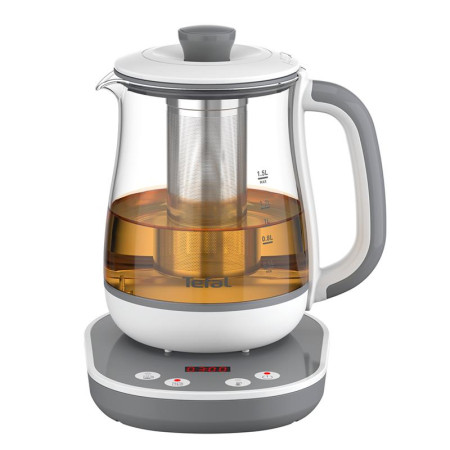 Tefal BJ551B10 Tastea Kettle, Glass, Grey/White | TEFAL