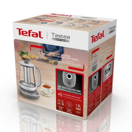 Tefal BJ551B10 Tastea Kettle, Glass, Grey/White | TEFAL