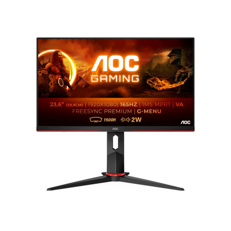 AOC | Curved Gaming Monitor | C24G2AE/BK | 23.6 " | VA | FHD | 16:9 | 165 Hz | 1 ms | 1920 1080 | 250 cd/m | HDMI ports quantity