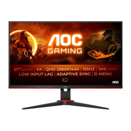 AOC | Monitor | Q27G2E/BK | 27 " | VA | QHD | 16:9 | 155 Hz | 1 ms | 2560 x 1440 | 250 cd/m | HDMI ports quantity 2 | Black/Red 