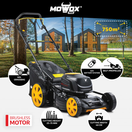 MoWox | 62V Excel Series Cordless Lawnmower | EM 4662 SX-Li | Mowing Area 750 m | 4000 mAh | Battery and Charger included