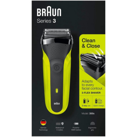 Braun Shaver 300s Operating time (max) 30 min Black/Green