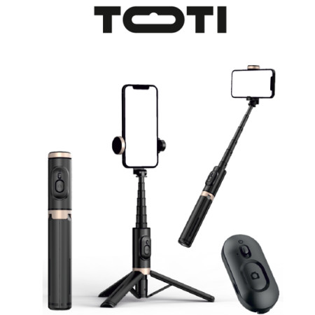 SEEK TOTI Selfie Stick with Hidden Design Stable Tripod Q12, Black (Black)