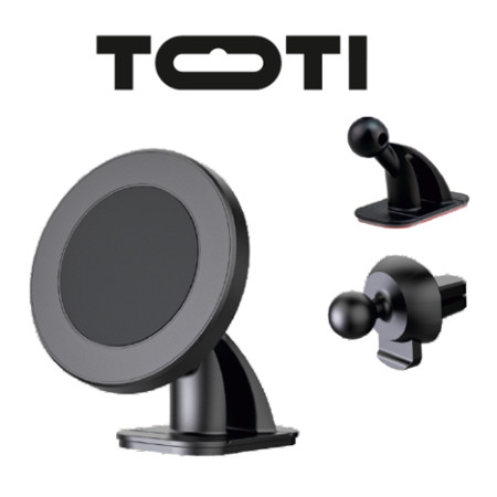 SEEK TOTI Magnetic Round Shape Car Holder with 3M Glue Mount (Black)