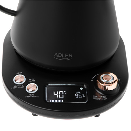 Adler Kettle | AD 1349 | Electric | 1100 W | 1 L | Stainless steel | 360 rotational base | Black/Gold