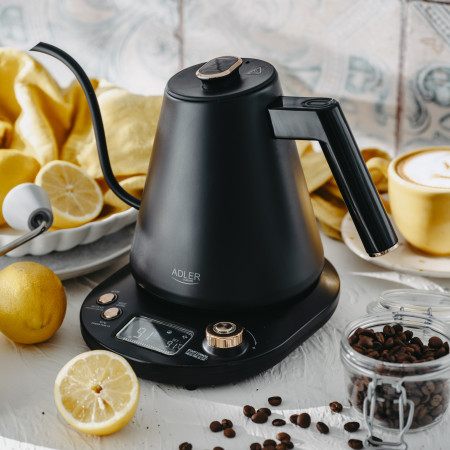 Adler Kettle | AD 1349 | Electric | 1100 W | 1 L | Stainless steel | 360 rotational base | Black/Gold