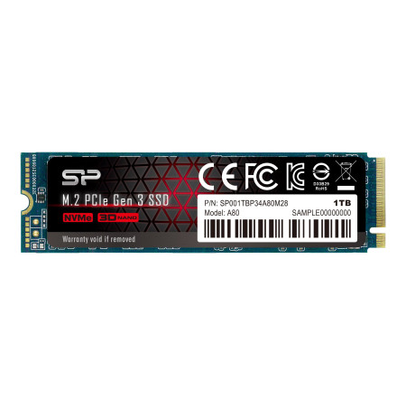 Silicon Power SSD | P34A80 | 1000 GB | Solid-state drive interface PCIe Gen3x4 | Read speed 3400 MB/s | Write speed 3000 MB/s