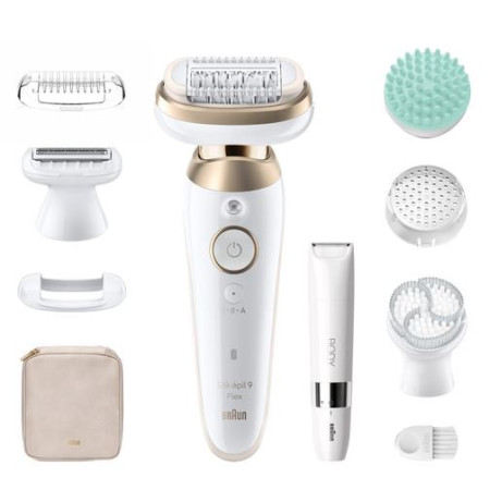 Braun Epilator | SES9-481 Silk épil 9 Flex 3D | Operating time (max) 50 min | Number of power levels 2 | Wet & Dry | White/Gold