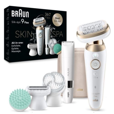 Braun Epilator | SES9-481 Silk épil 9 Flex 3D | Operating time (max) 50 min | Number of power levels 2 | Wet & Dry | White/Gold