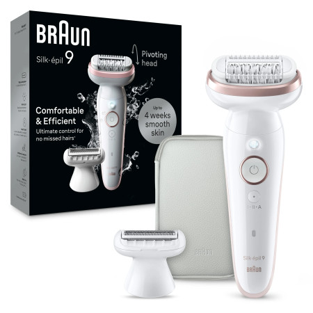 Braun Epilator | SES9-030 Silk épil 9 | Operating time (max) 50 min | Number of power levels 2 | Wet & Dry | White/Rose