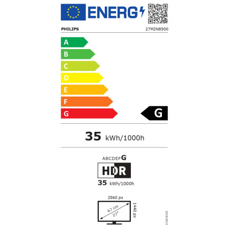 Philips 27M2N8500/00 | 27 " OLED | 16:9 | 360 | 0,03 ms | 2560 x 1440 pixel | 250 cd/m | HDMI Ports Menge 2 | Weiß