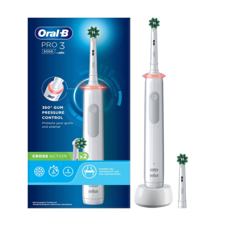 Oral-B Electric Toothbrush | Pro 3 3000 Cross Action | Rechargeable | For adults | Number of brush heads included 2 | Number of 