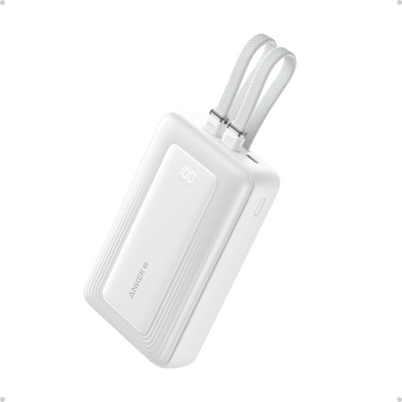 Anker |Powerbank |A1681H21 |20000 mAh |USB-C 30 W, Lightning 27 W |Integrierte USB-C- und Lightning-Kabel |Weiß