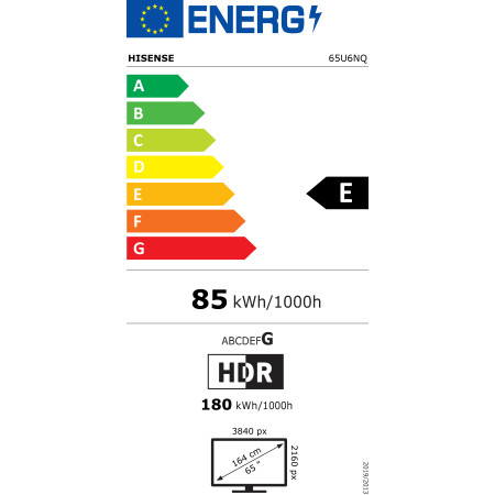 Hisense Mini LED Smart TV | 65U6NQ | 65" | Smart TV | VIDAA OS | UHD | Black