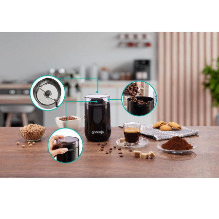 Gorenje | Coffee Grinder | SMK150SB | 150 W | Coffee beans capacity 45 g | Lid safety switch | Black