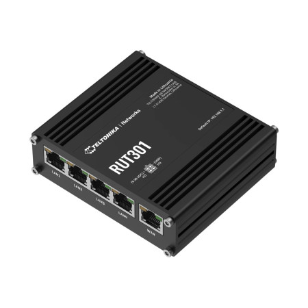 Ethernet Router | RUT301 | No Wi-Fi | 10/100 Mbit/s | Ethernet LAN (RJ-45) ports 5 | Mesh Support No | MU-MiMO No | No mobile br