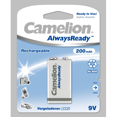 Camelion | 9V/6HR61 | 200 mAh | AlwaysReady Rechargeable Batteries Ni-MH | 1 pc(s)