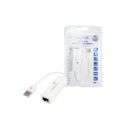 Logilink | Fast Ethernet USB 2.0 to RJ45 Adapter: | 0.115 m | White | USB-A to RJ45