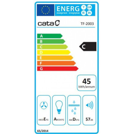 CATA | Hood | TF 2003 600 GBK | Telescopic | Energy efficiency class C | Width 60 cm | 390 m /h | Mechanical control | LED | Bla